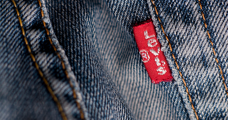 Close-up of Levi's label on jeans