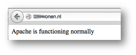 Screenshot van de melding 'Apache is functioning normally'.