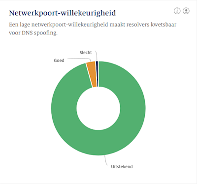 Pie chart that provides insight into the resolvers with low port randomness 