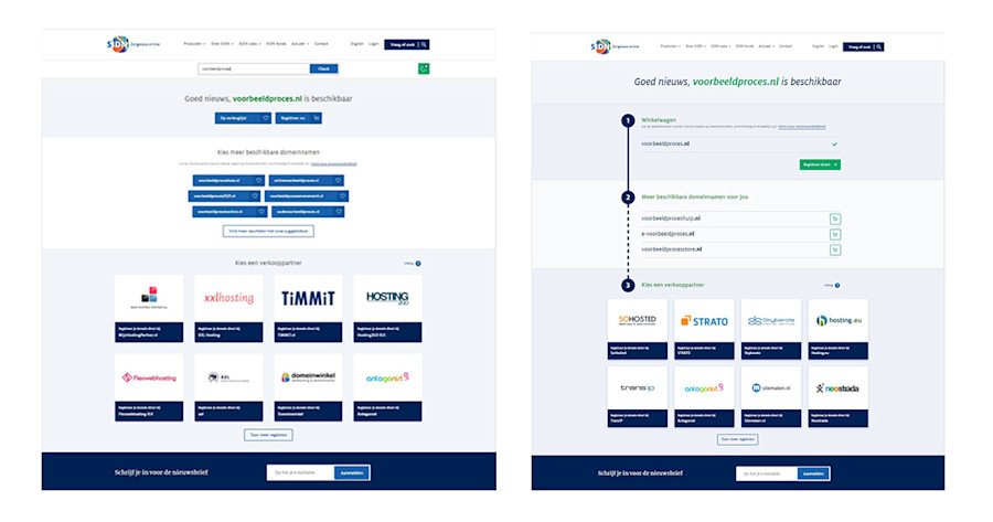 Old and new design of the registration proces