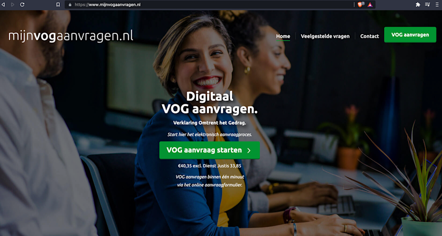 Screenshot of the website mijnvogaanvragen.nl