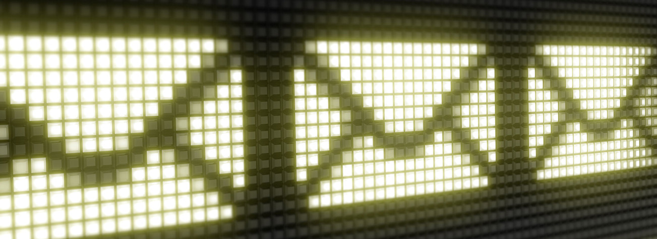 Email icon on a light board with large pixels