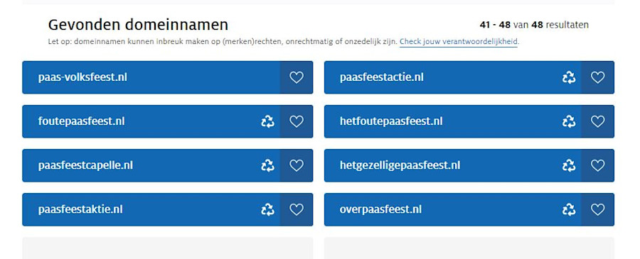 Het recycle-icoon geeft aan dat het een eerder gebruikte .nl-domeinnaam is.