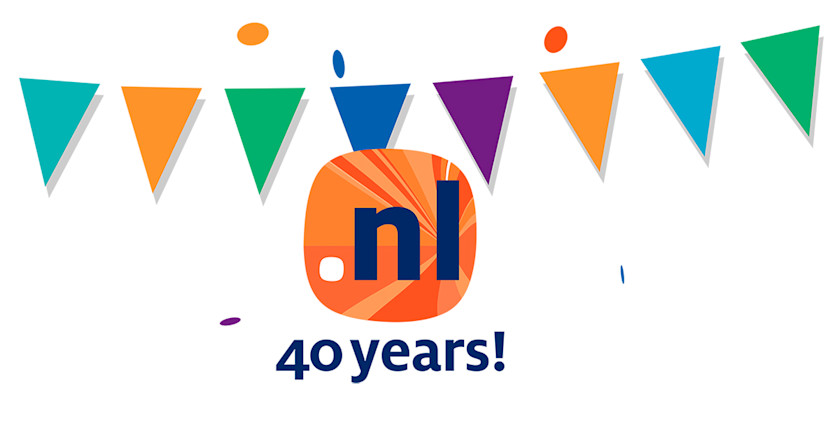 .nl logo with coloured flags - 40 years .nl