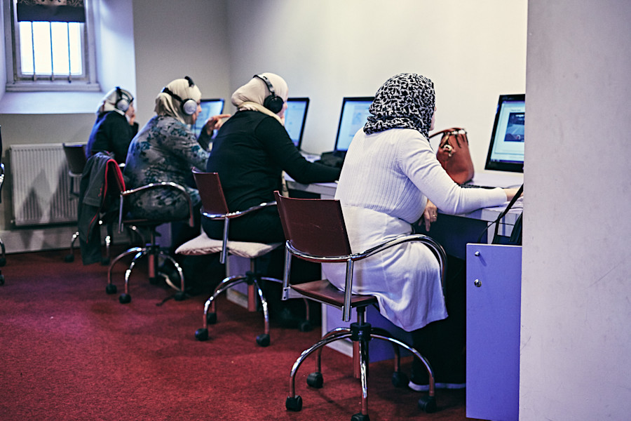 Visitors to Cybersoek in Amsterdam