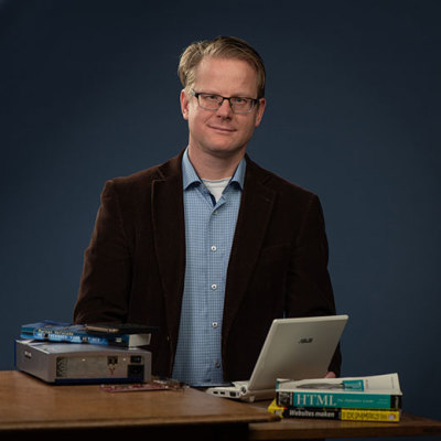 Portret van Kees Teszelszky, Conservator Digitale Collecties bij de KB-Nationale Bibliotheek