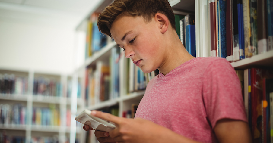 teenager at a tablet