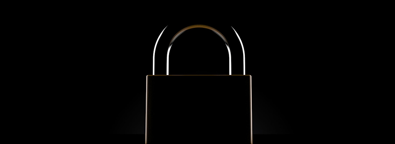 Padlock on black background