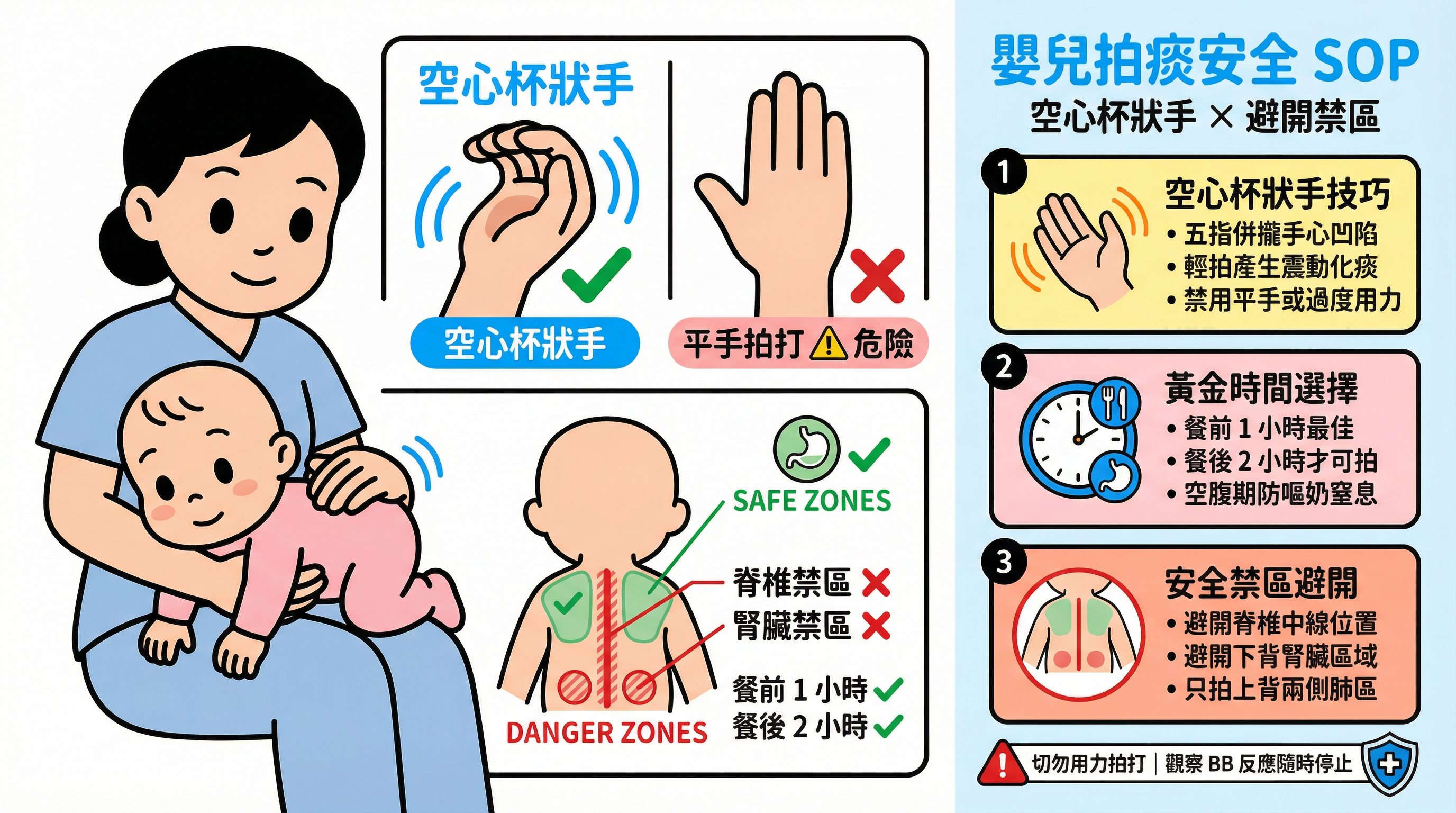嬰兒拍痰手勢錯易傷脊椎?教外傭空心杯狀手、黃金時間與安全 SOP
