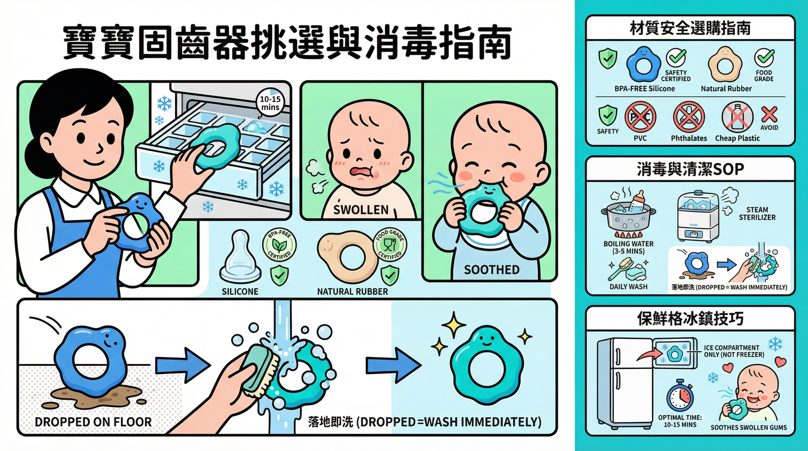 嬰兒牙膠選購與消毒守則：教外傭冰鎮緩解出牙腫痛及材質安全 SOP