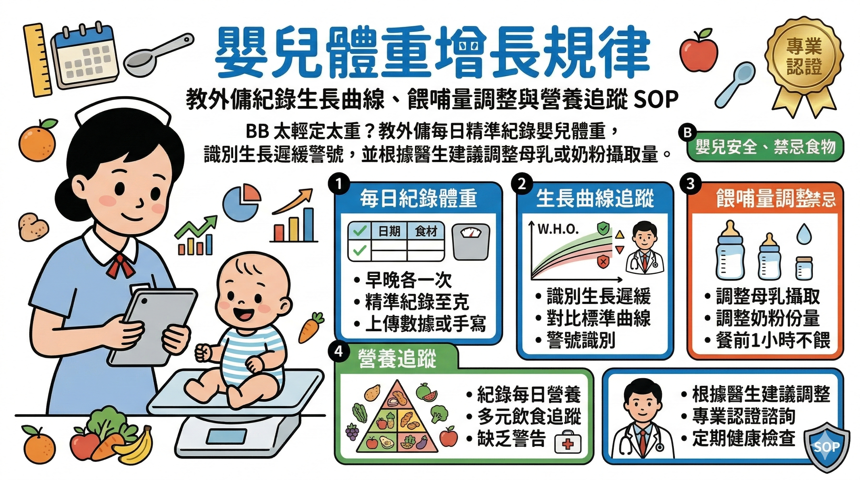 嬰兒體重增長規律：教外傭紀錄生長曲線、餵哺量調整與營養追蹤 SOP