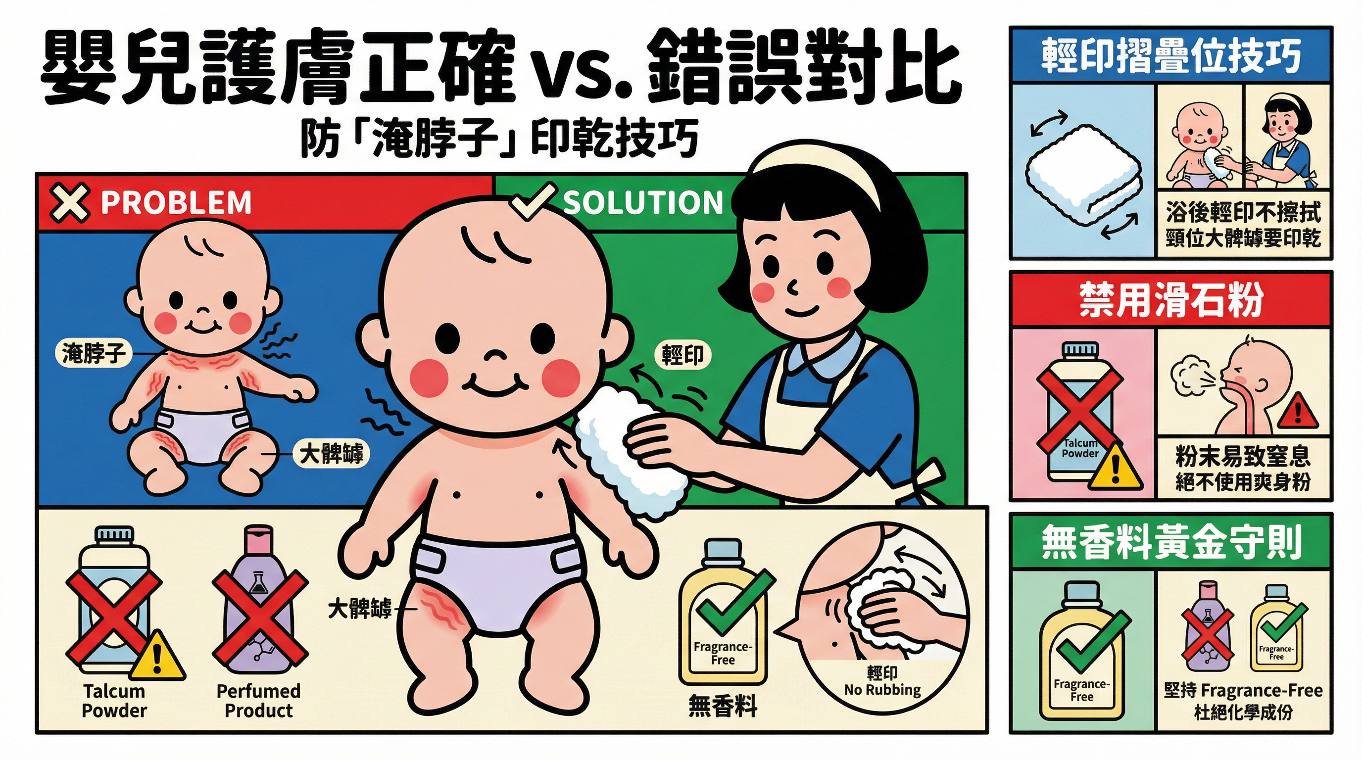 嬰兒護膚做錯易紅疹？教外傭防「淹脖子」印乾技巧與無香料選購法則