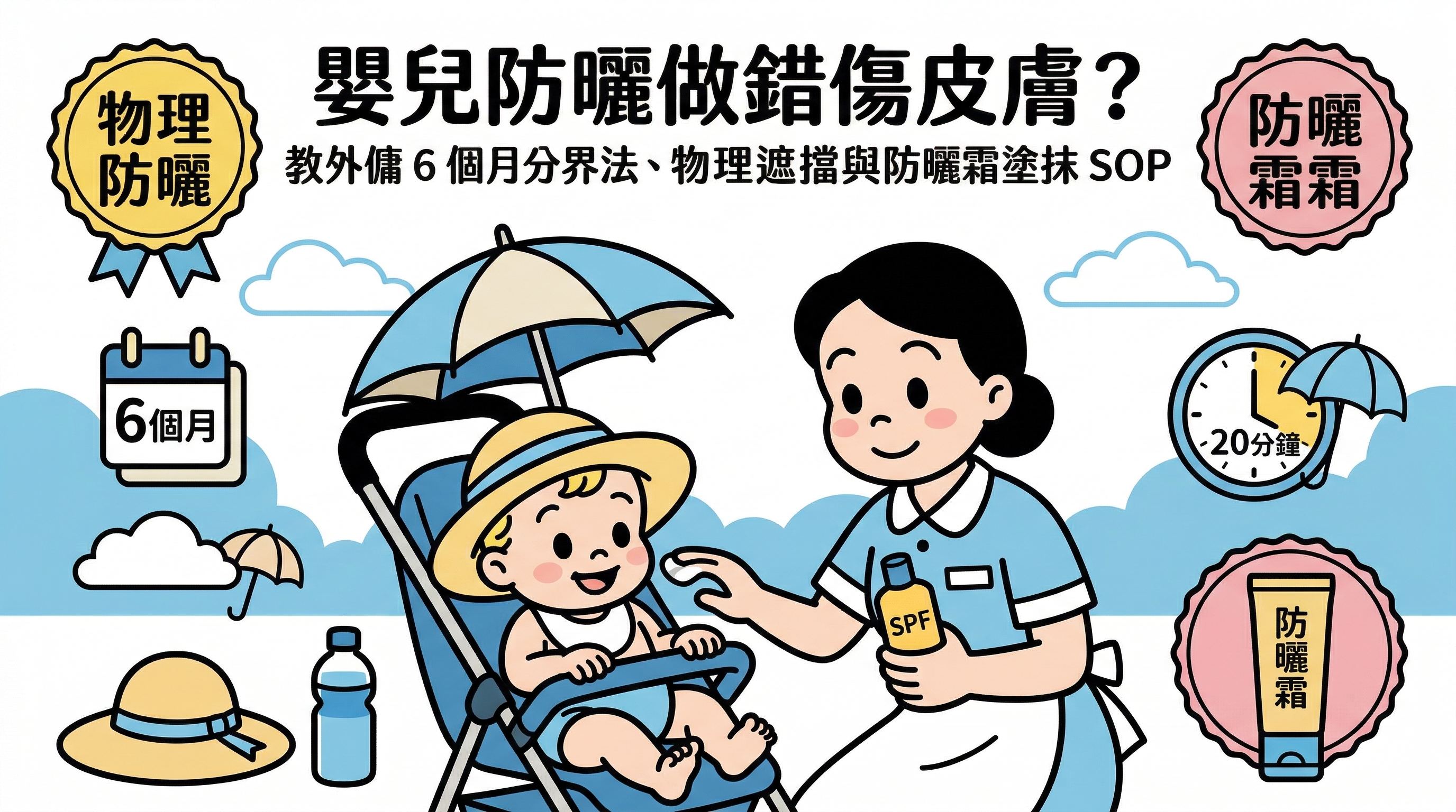 嬰兒防曬做錯傷皮膚？教外傭 6 個月分界法、物理遮擋與防曬霜塗抹 SOP