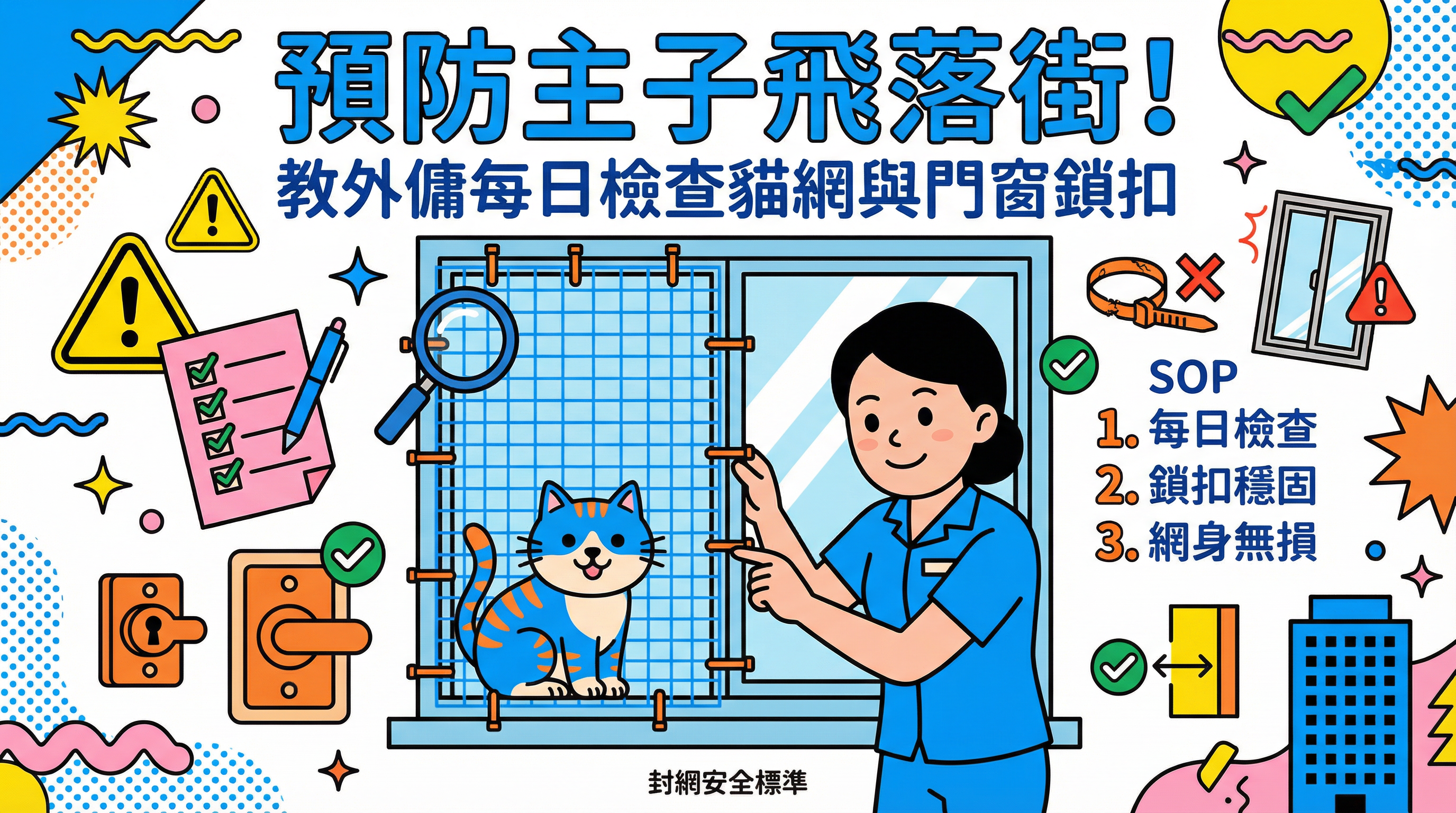 預防主子飛落街！教外傭每日檢查貓網與門窗鎖扣：封網安全標準