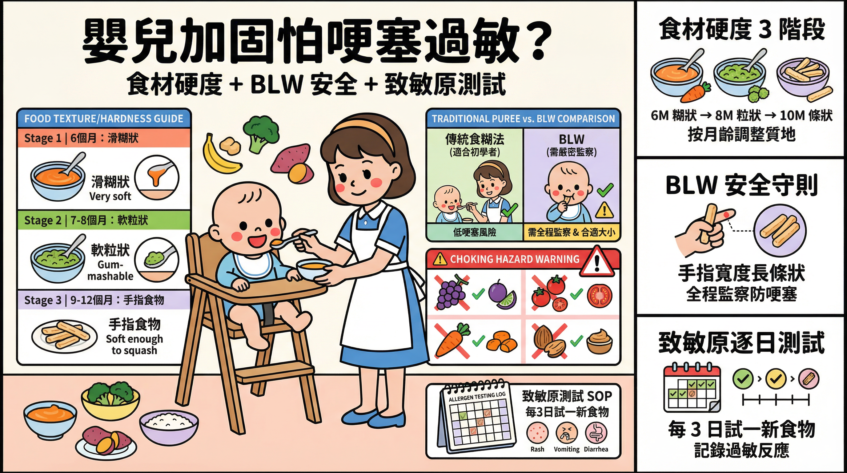嬰兒加固怕哽塞過敏?教外傭掌握食材硬度、BLW 安全與致敏原測試 SOP