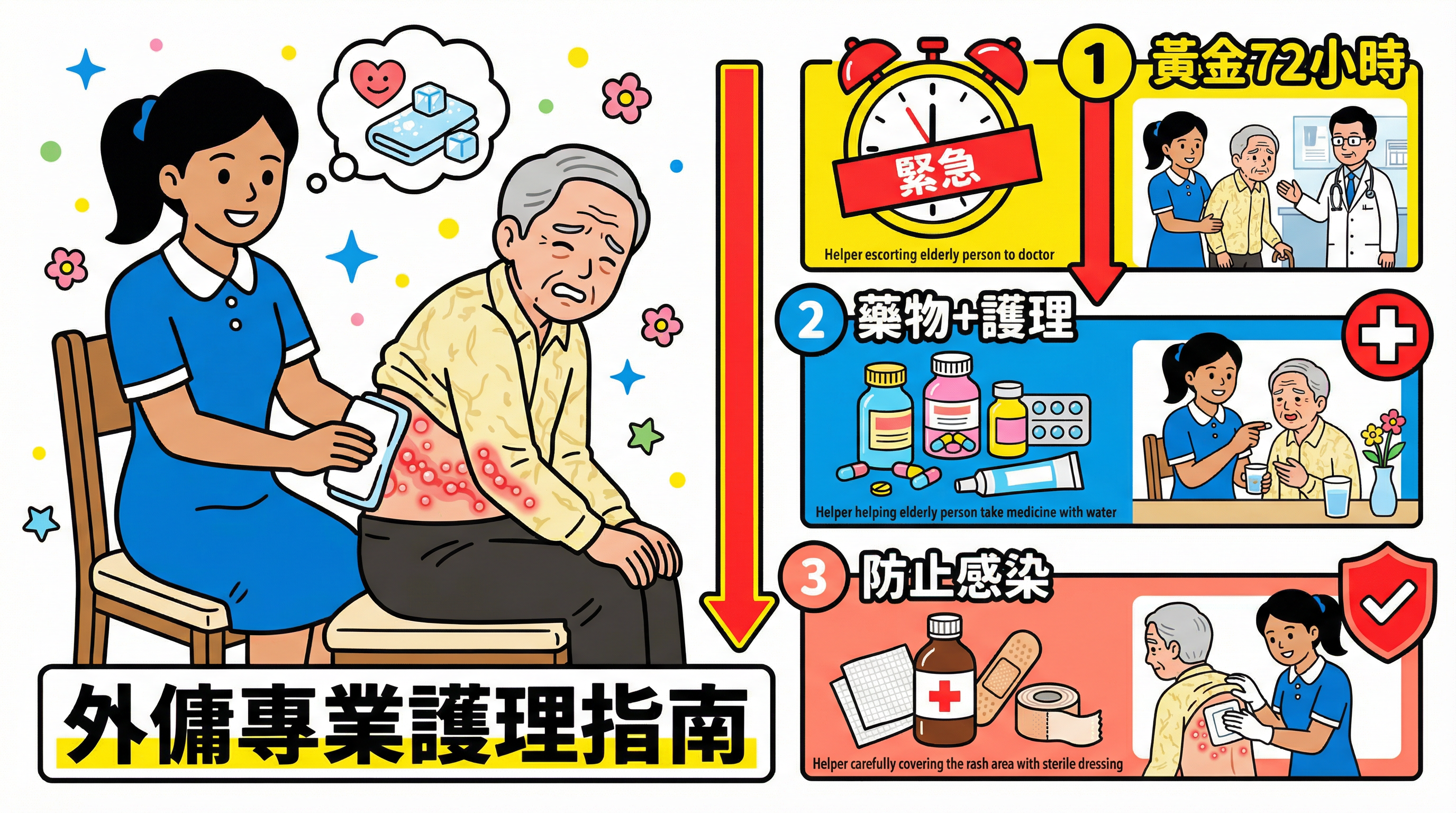 長者带状疱疹（生蛇）痛不欲生？外傭必學黃金 72 小時藥物護理與水泡處理