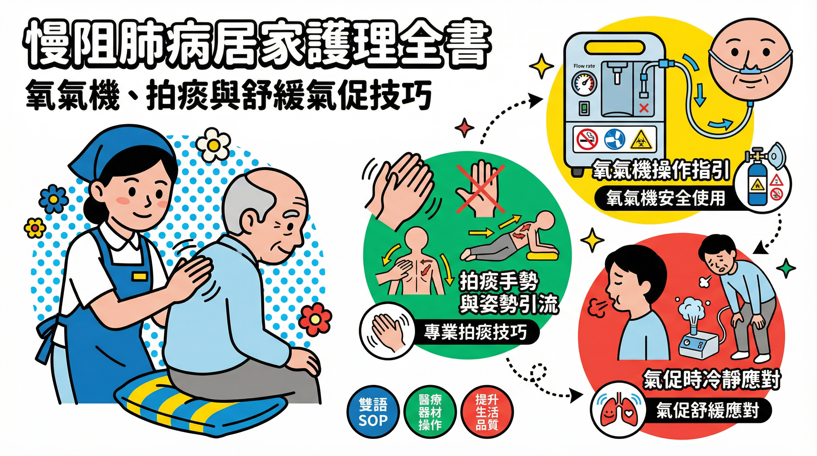 慢阻肺病居家護理：教外傭正確使用氧氣機、拍痰與舒緩氣促技巧