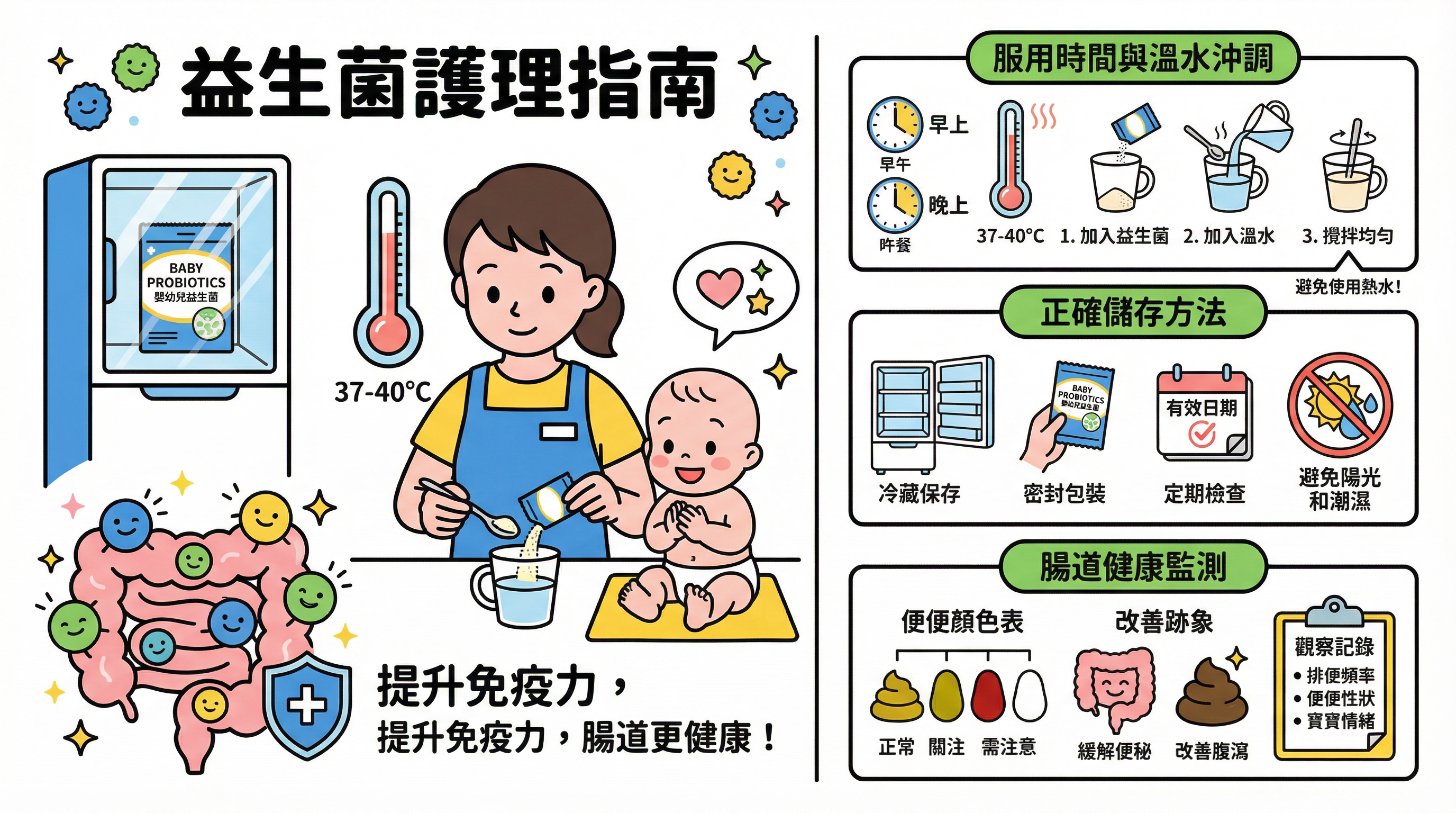 嬰兒益生菌服用指南：教外傭服用時間、溫水沖調與腸道健康監測 SOP