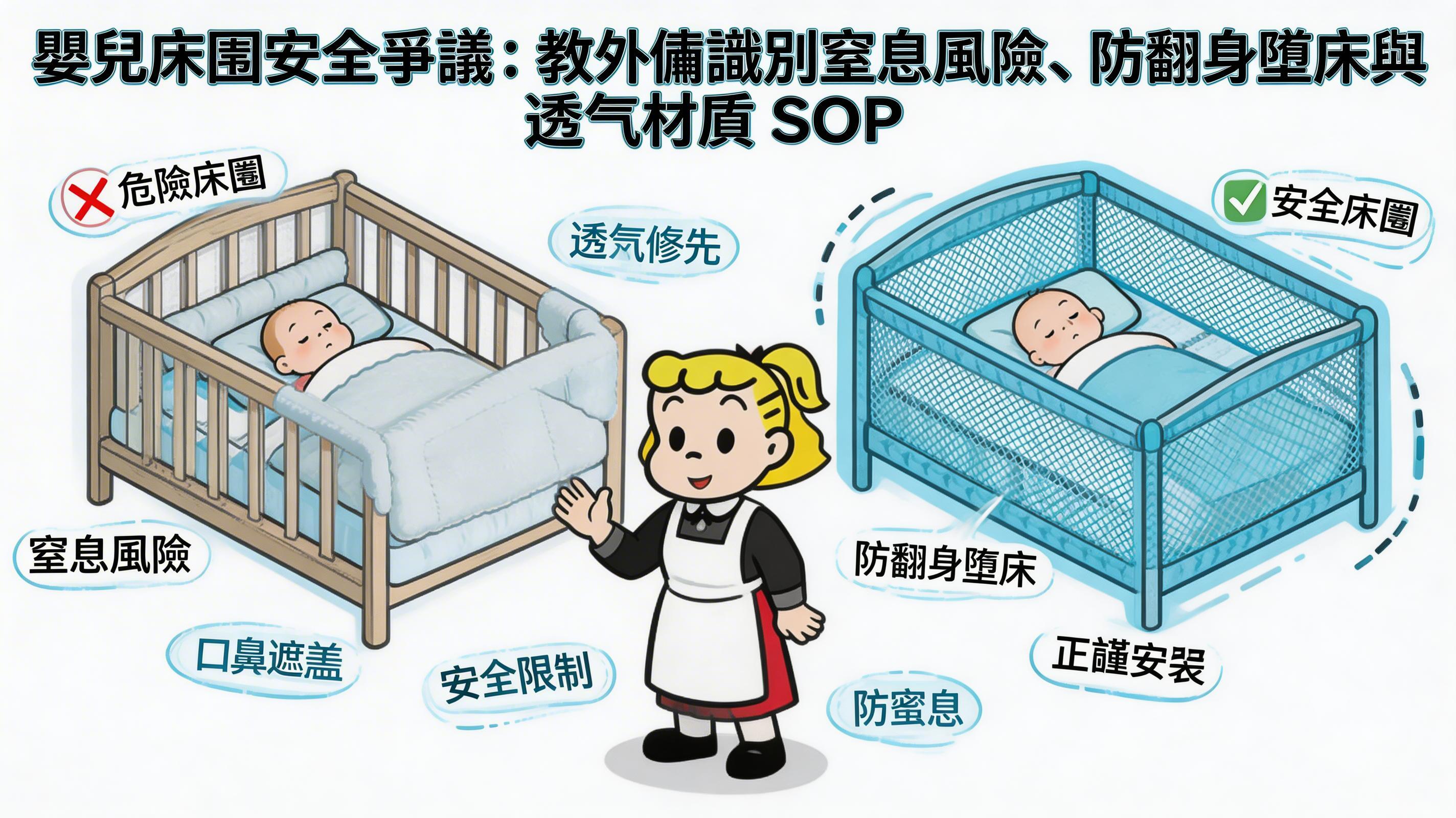 嬰兒床圍安全爭議：教外傭識別窒息風險、防翻身墮床與透氣材質 SOP