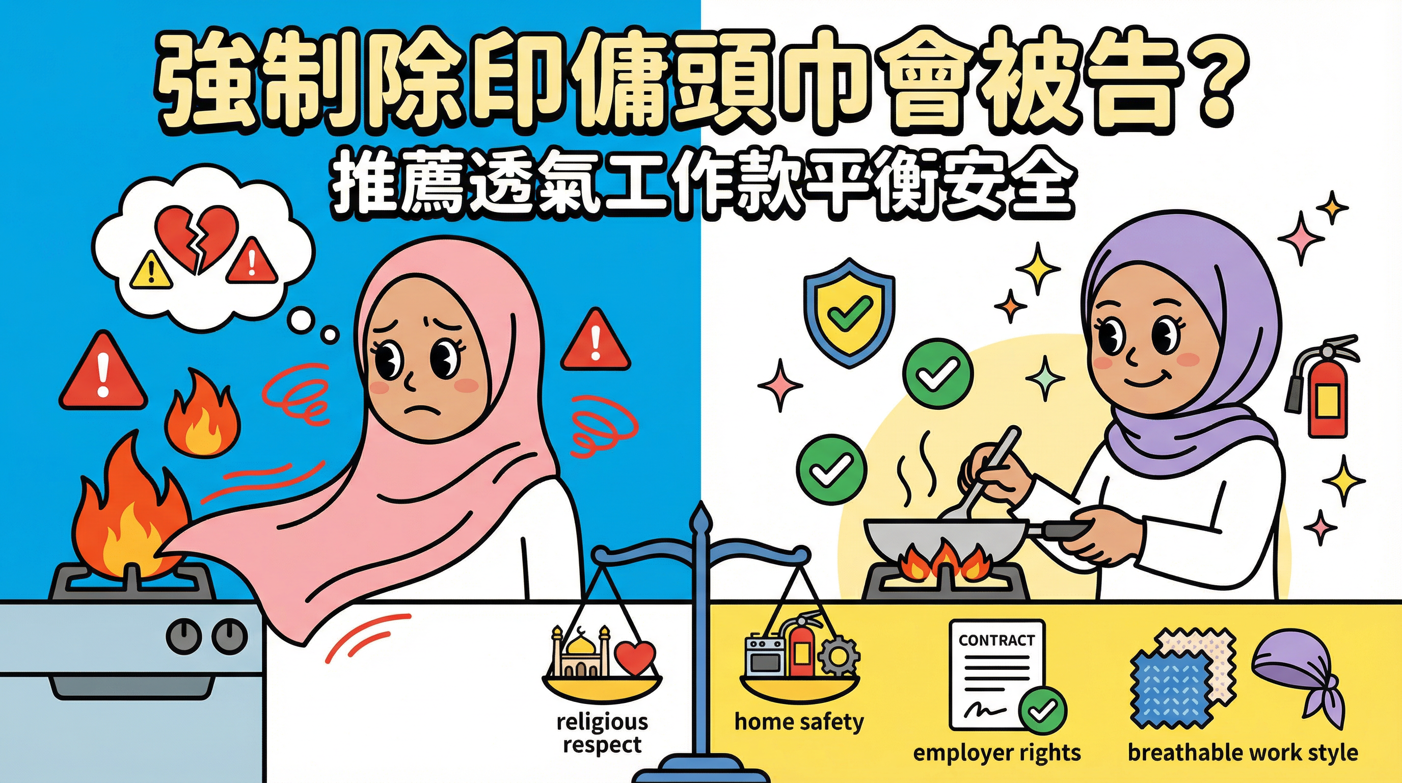 強制除印傭頭巾會被告？推薦透氣工作款平衡安全