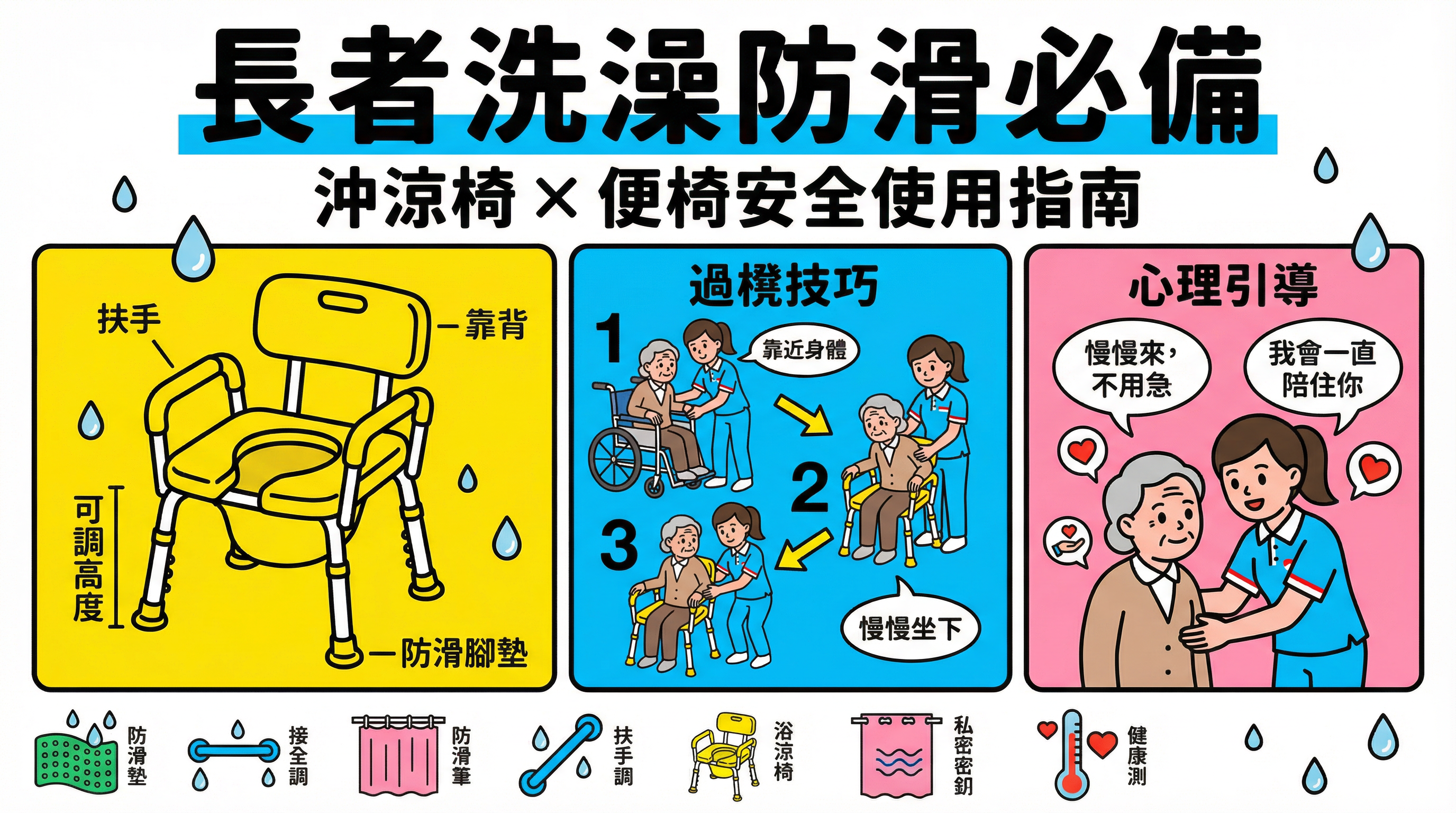 長者洗澡防滑必備：教外傭正確使用沖涼椅、便椅與浴室移位安全 SOP