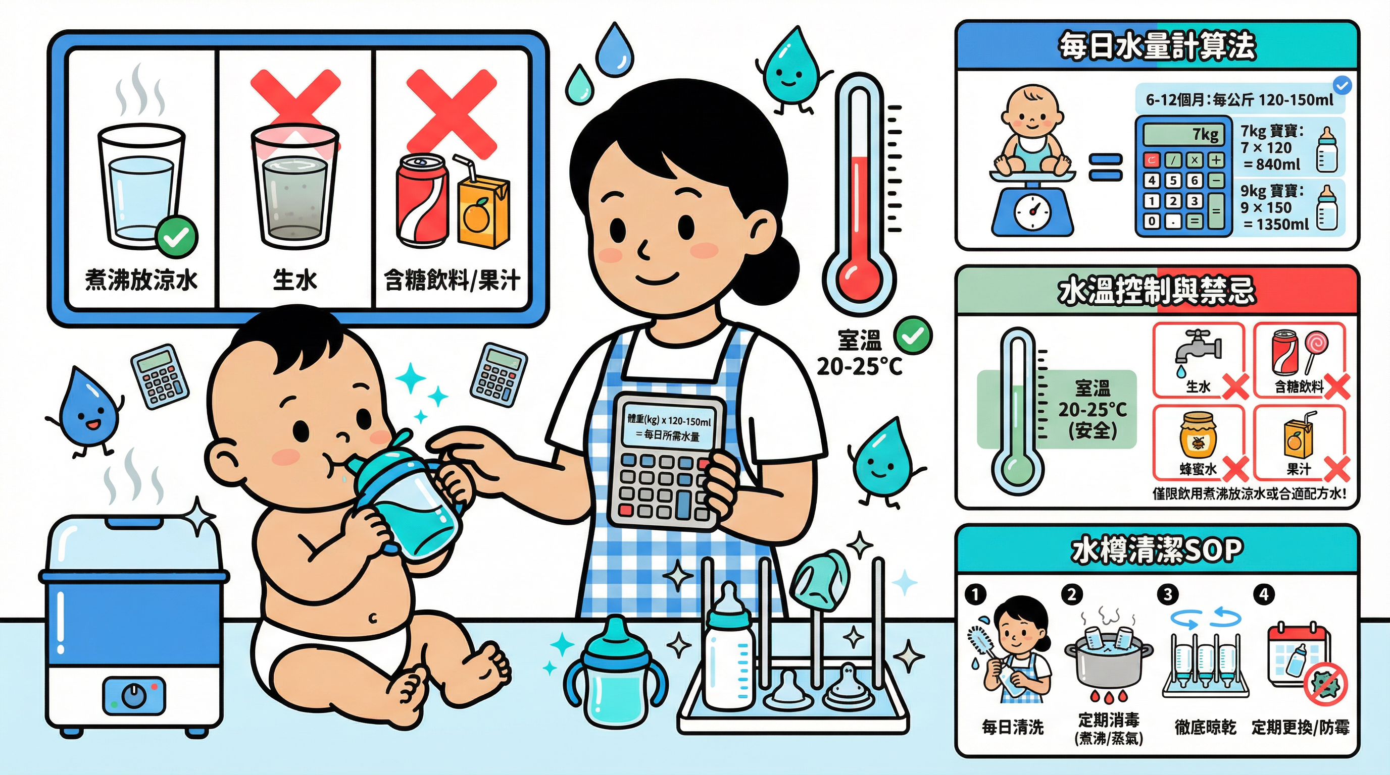 嬰兒飲水幾多先夠？教外傭計算每日水量、水溫控制與水樽清潔 SOP