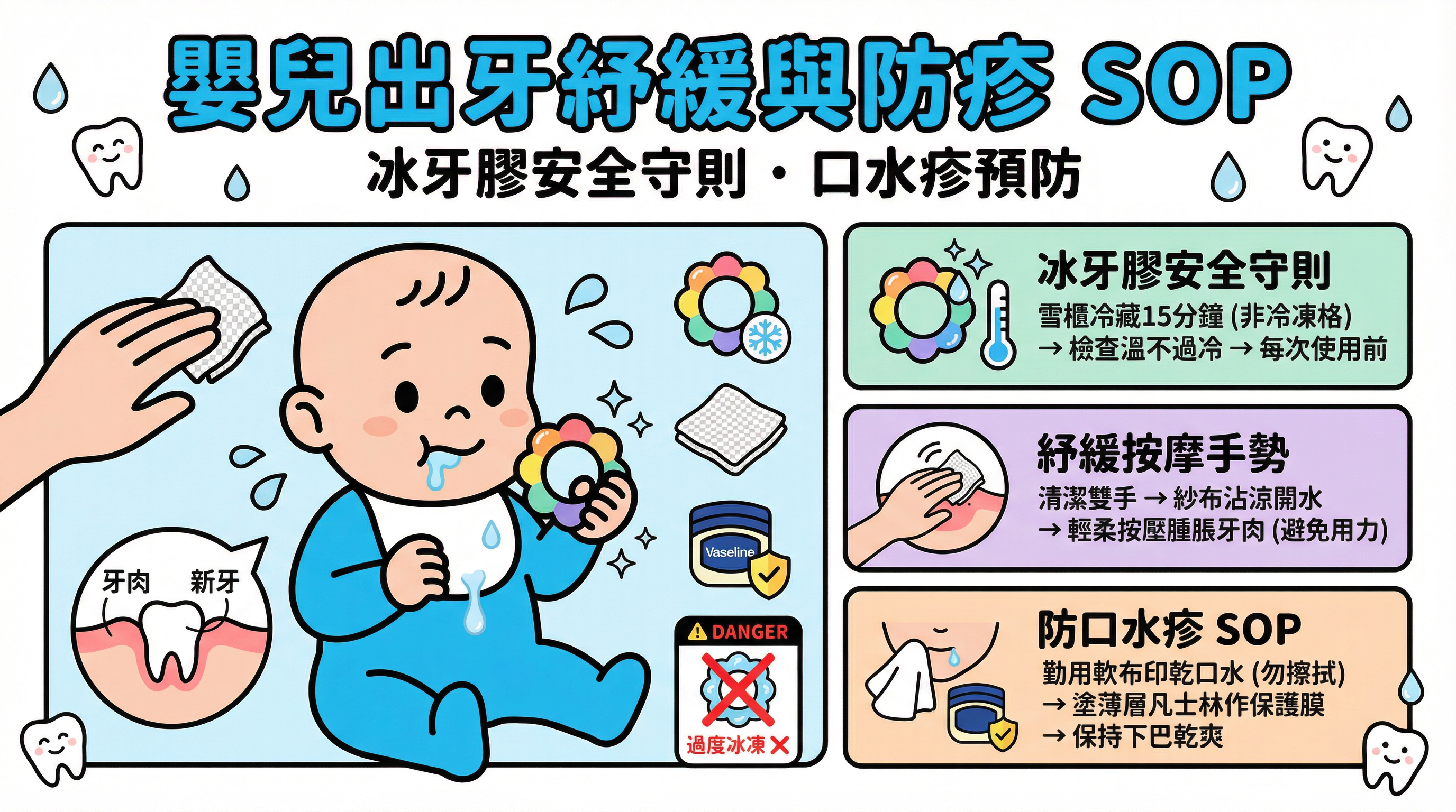 嬰兒出牙煩躁猛流口水?教外傭冰牙膠安全守則、紓緩按摩與防口水疹 SOP