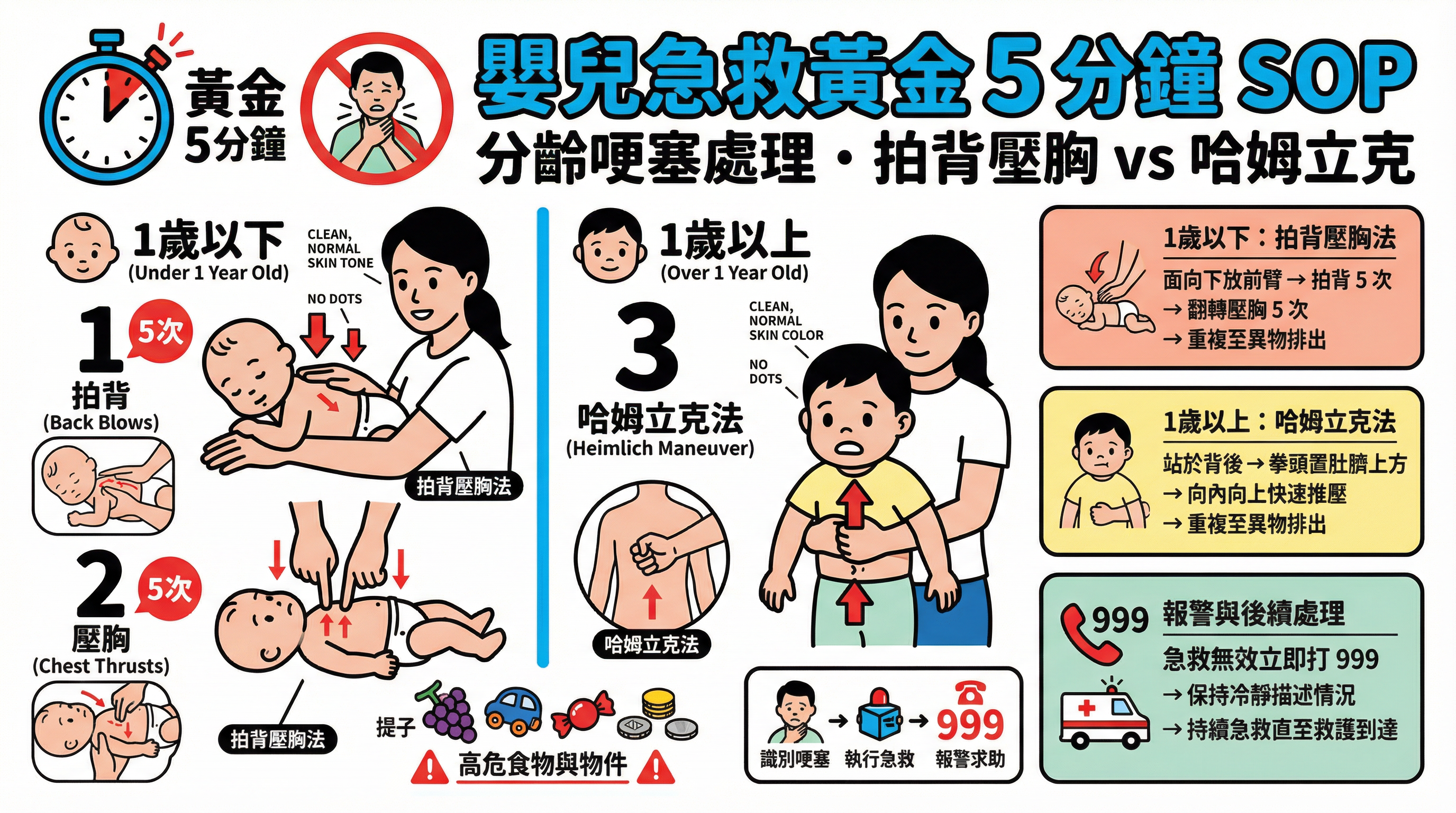 嬰兒急救黃金 5 分鐘：教外傭分齡處理哽塞（拍背壓胸法 vs 哈姆立克法）
