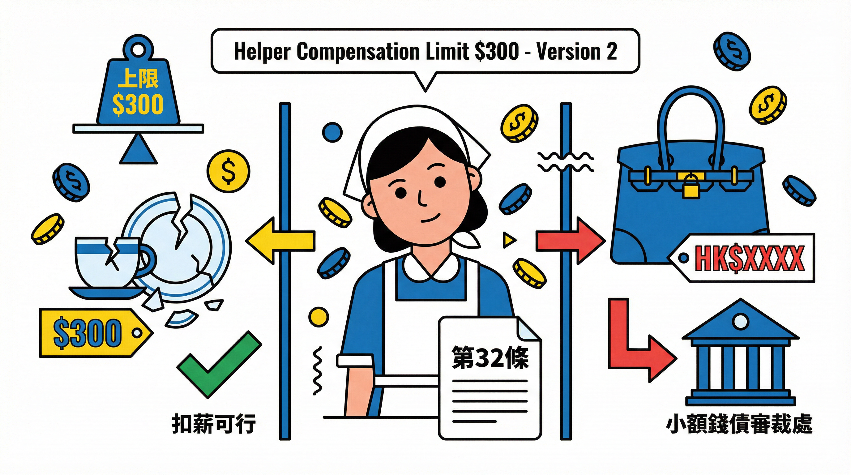 外傭賠錢上限 $300？整爛嘢扣薪法例與小額錢債追討攻略