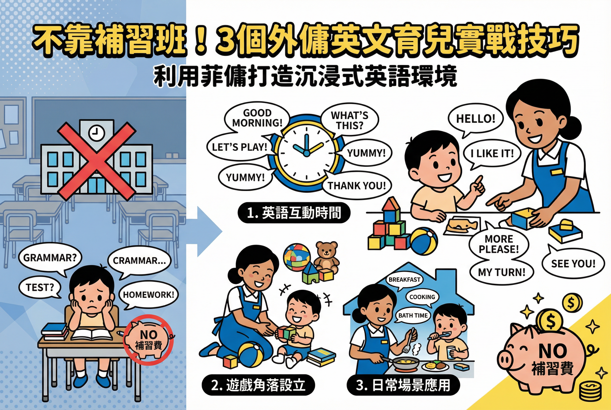 不靠補習班！3個外傭英文育兒實戰技巧，利用菲傭打造沉浸式英語環境