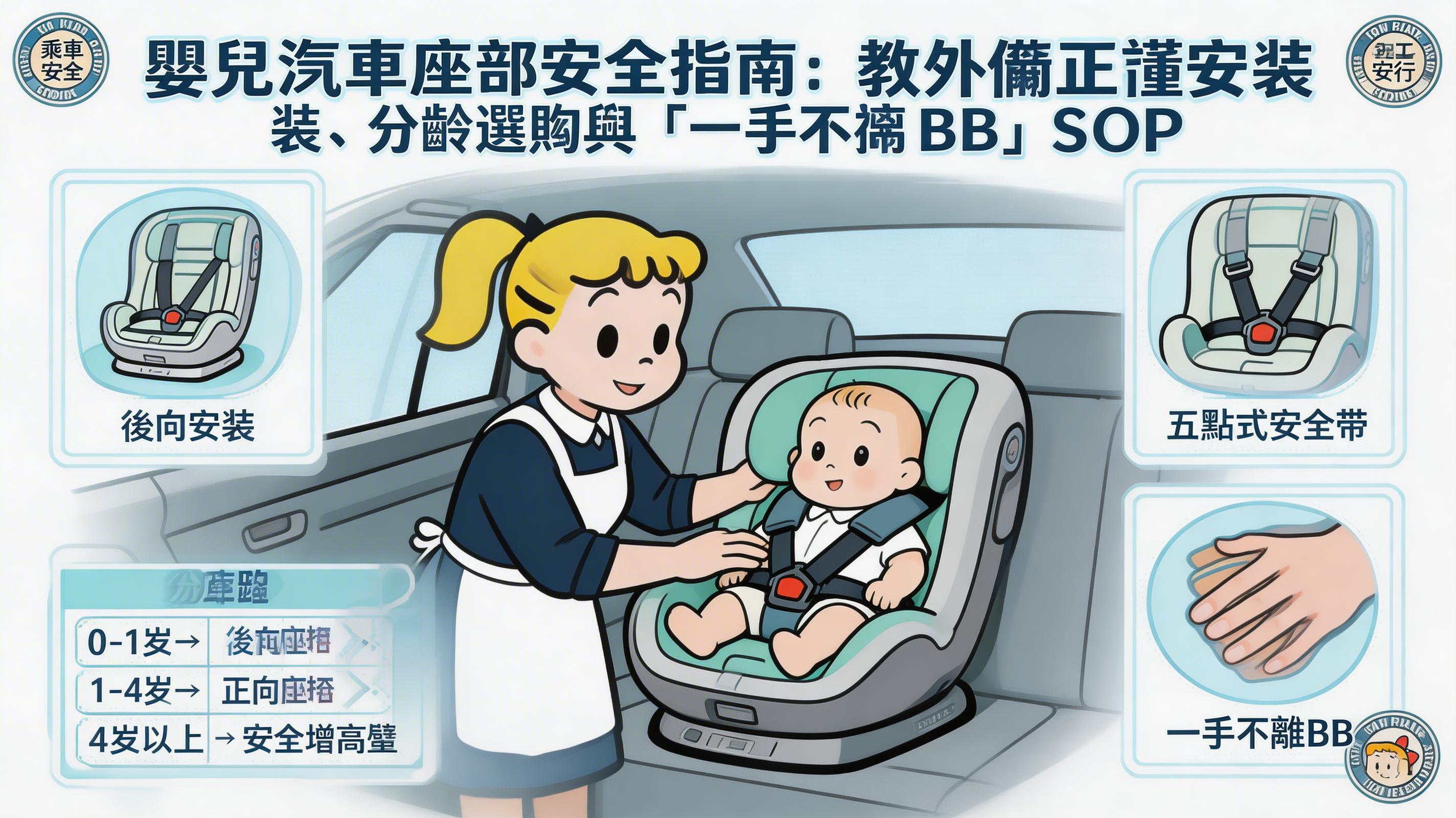 嬰兒汽車座椅安全指南：教外傭正確安裝、分齡選購與「一手不離 BB」SOP