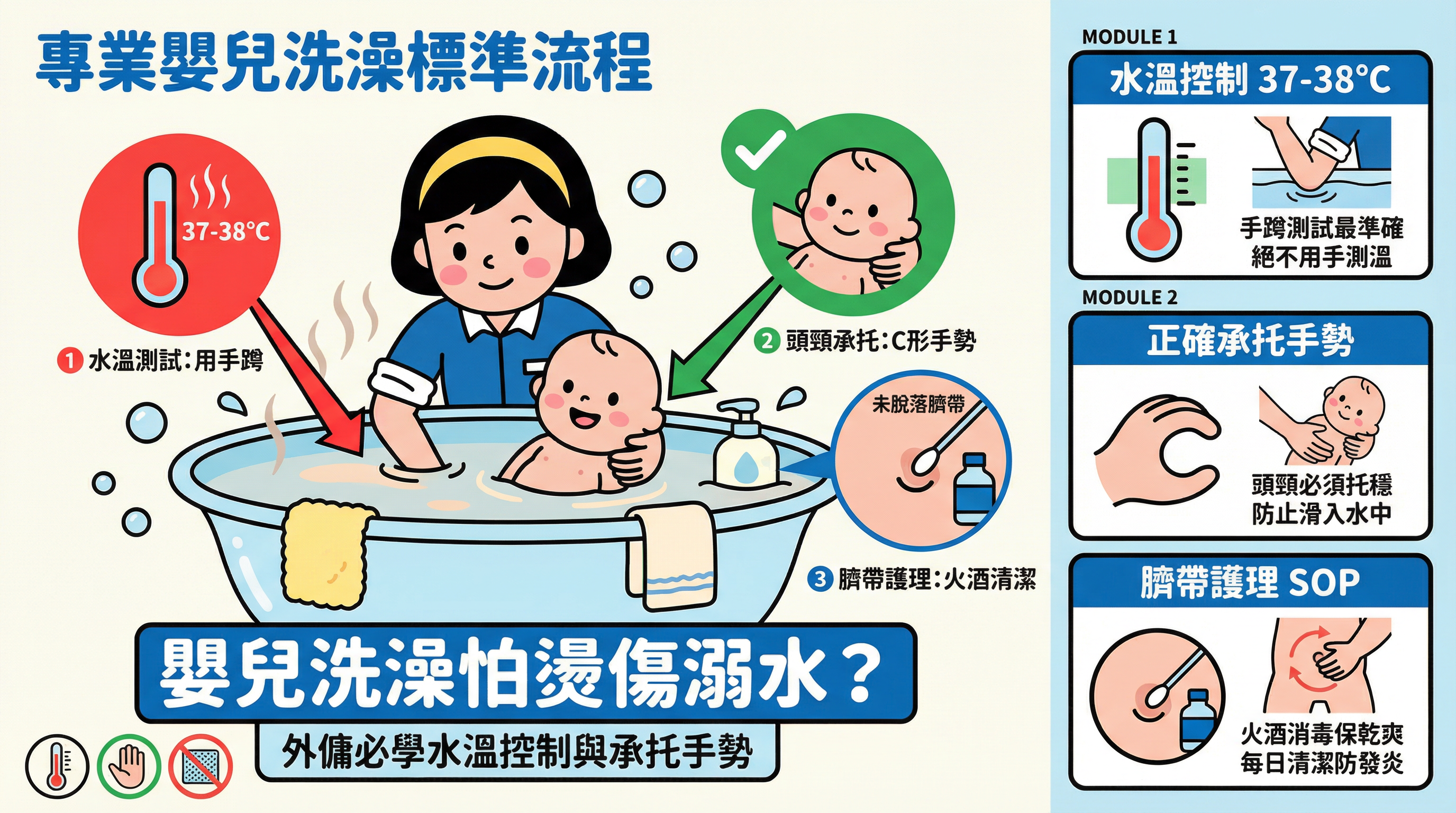 嬰兒洗澡怕燙傷溺水？外傭必學水溫控制、承托手勢與臍帶護理 SOP