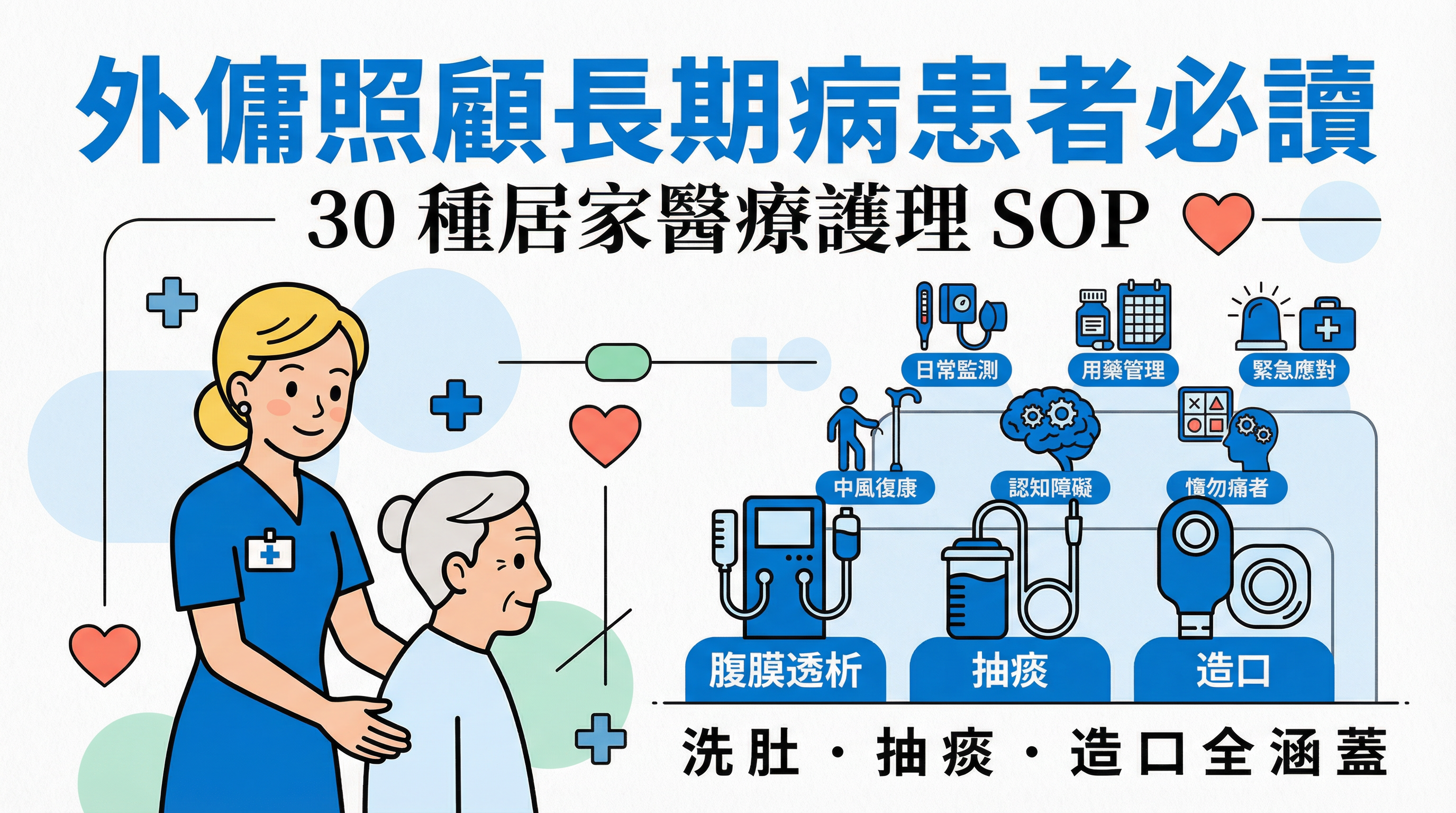 外傭照顧長期病患者必讀：30 種居家醫療護理 SOP（洗肚、抽痰、造口全涵蓋）