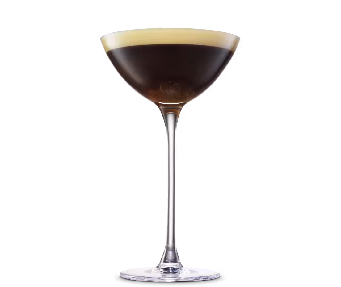 A Tequila Espresso Martini cocktail in a coupe glass.