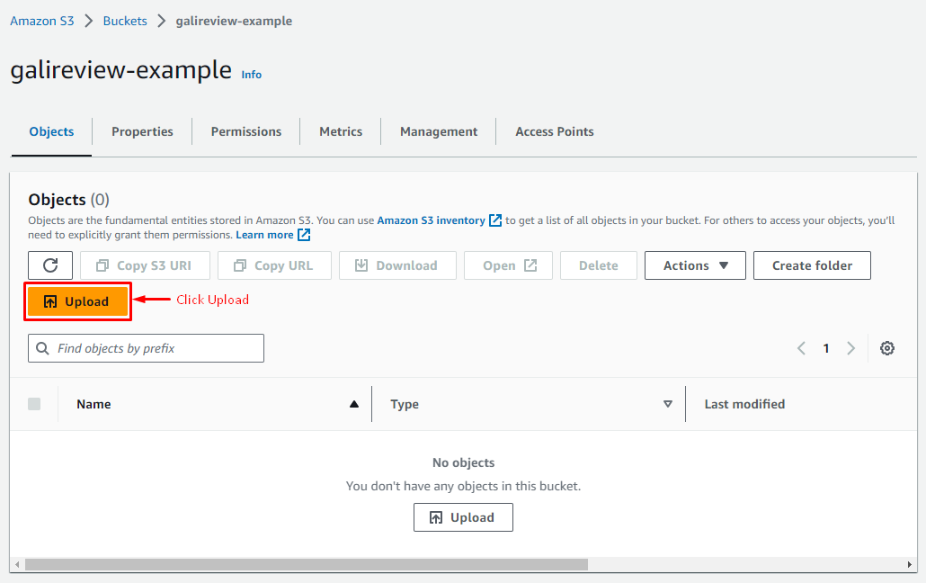 Upload data to Amazon S3 step 1