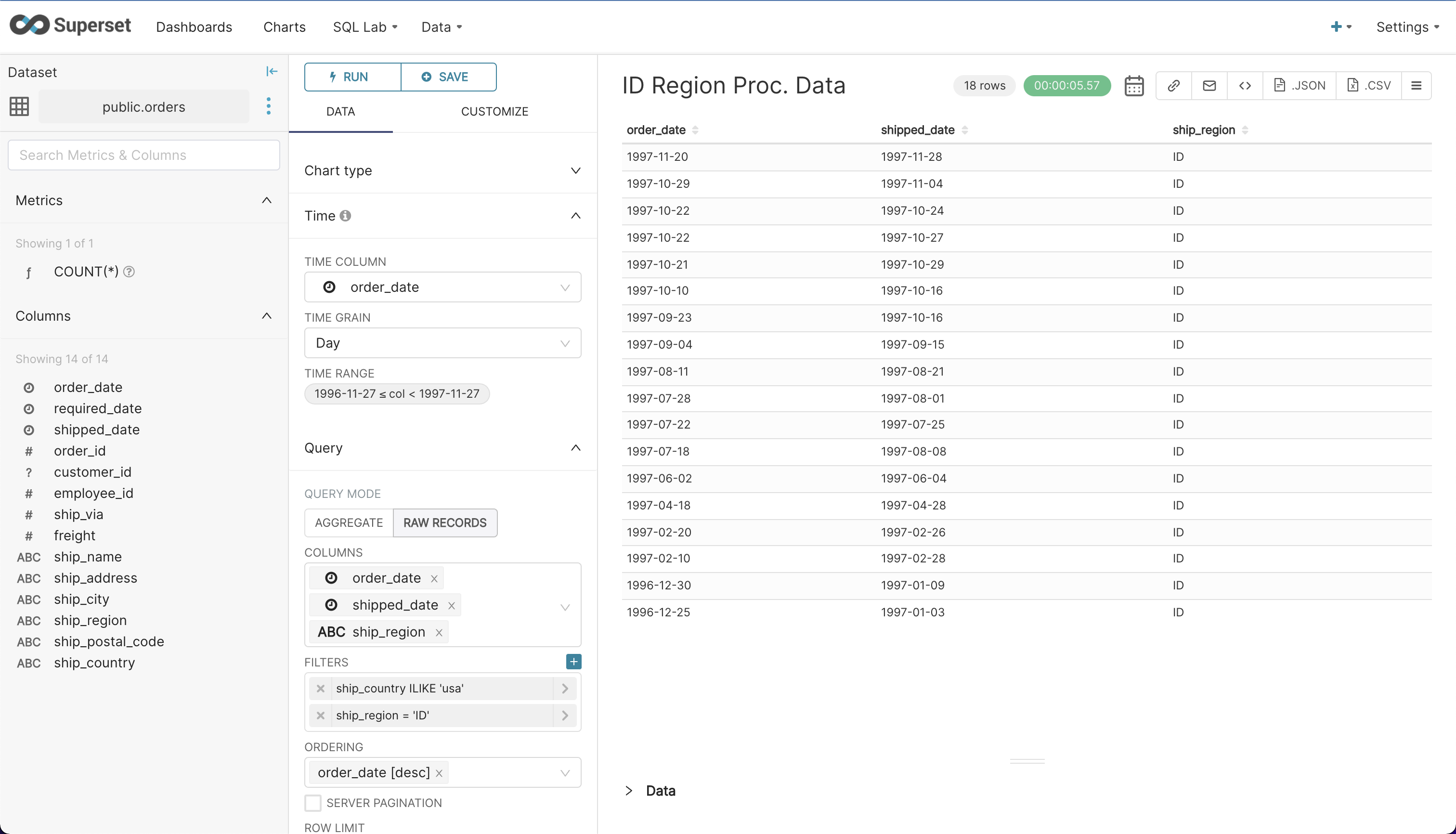 explore orders table