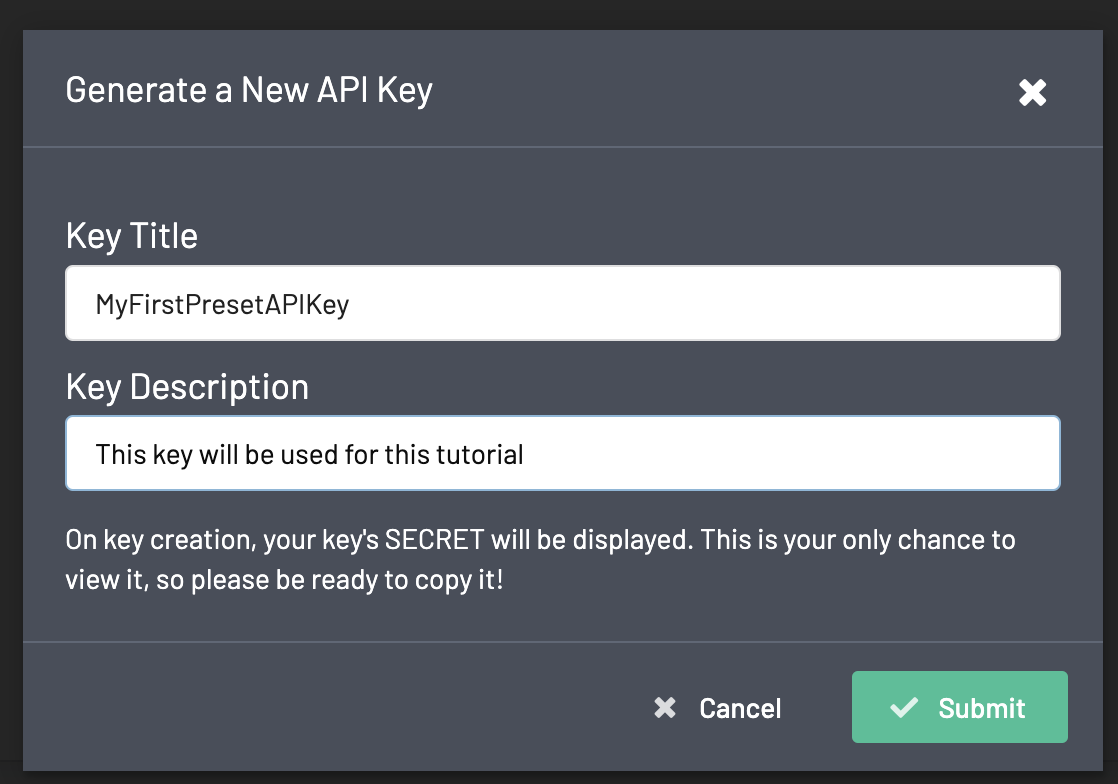 Generate API Key