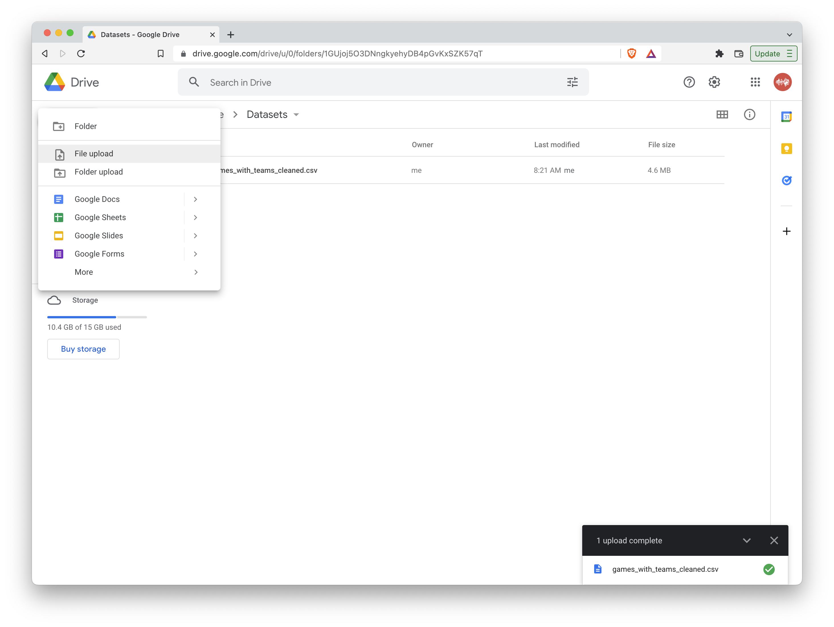 Upload Dataset to Google Sheets