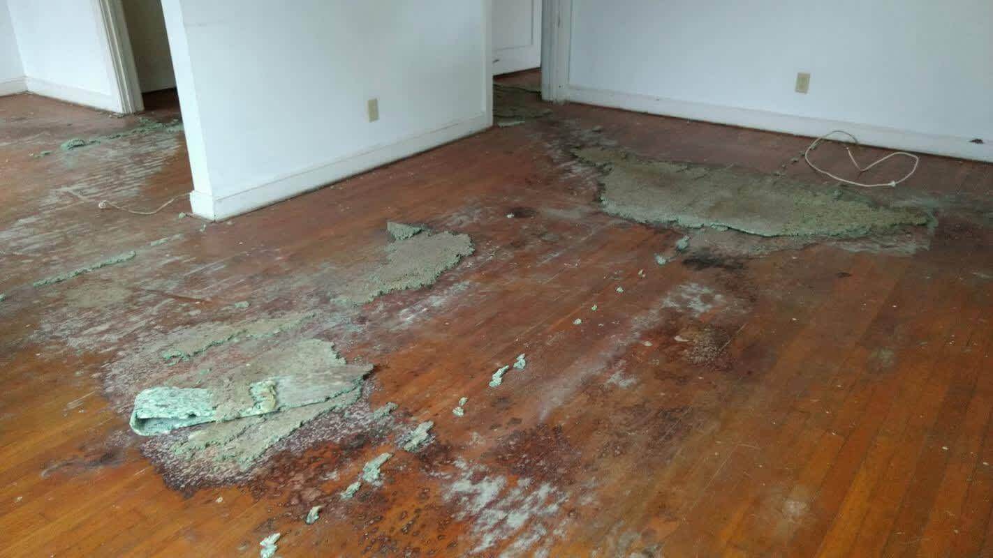 The floors after removing the carpet