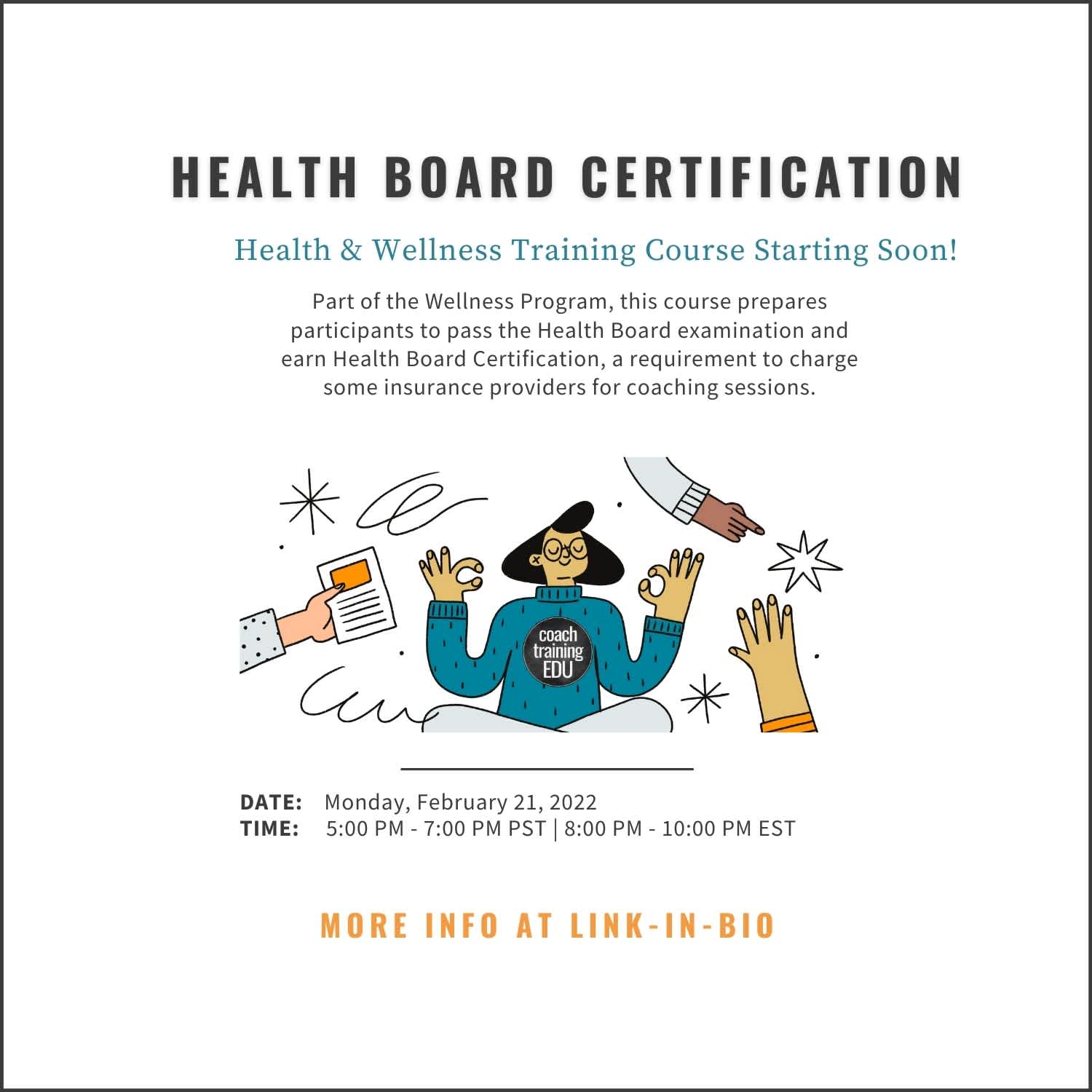 Get Health Board Certified!  Health & Wellness Training Course Starts Soon