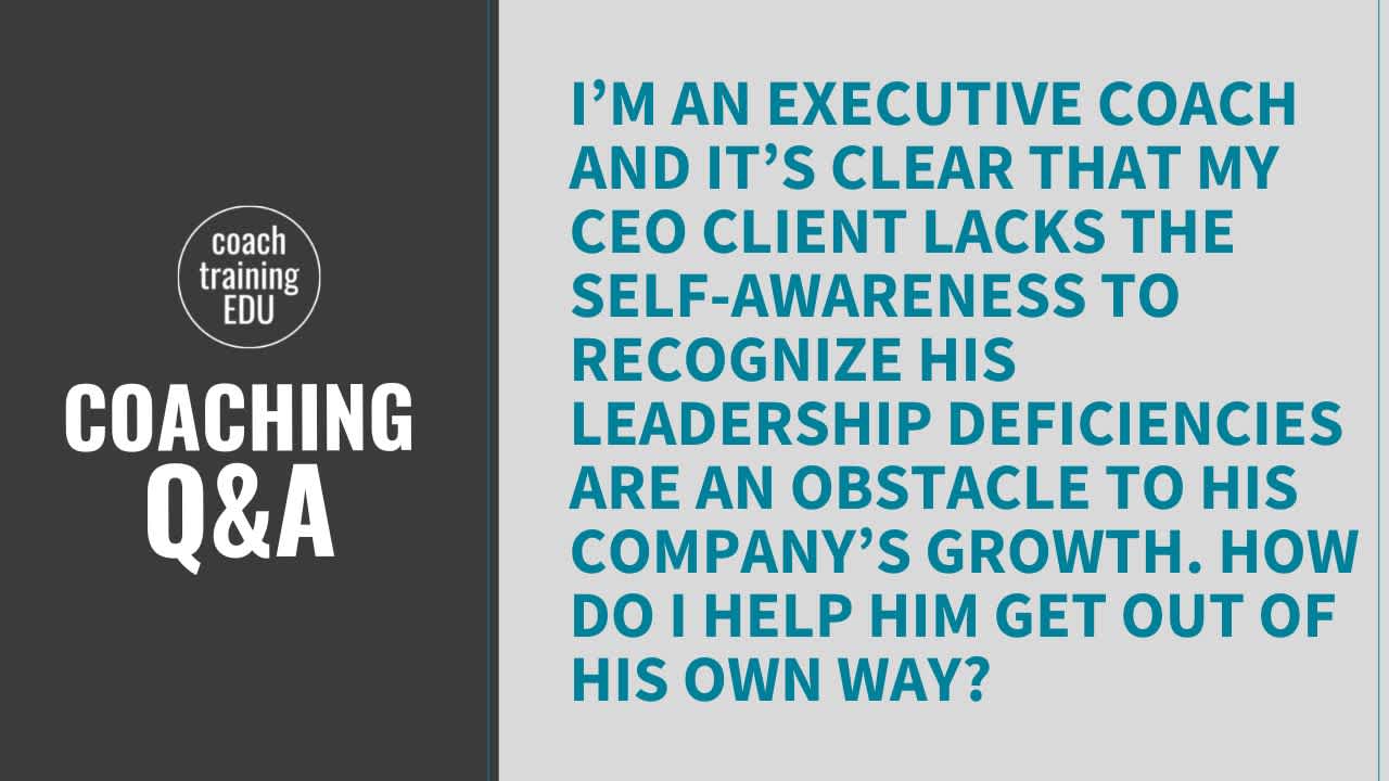 I’m an Executive Coach and it’s clear that my CEO client lacks the self-awareness 