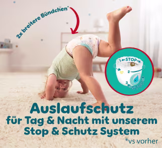 Pampers Baby-Dry Pants Querschnitt der den saugfähigen Kern zeigt