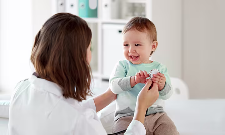 Two-year-old child at a routine doctor's appointment