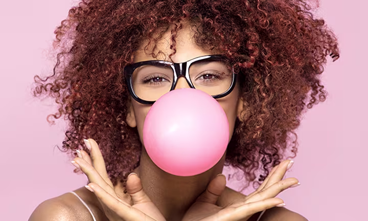 Pink or blue bubble gum gender reveal