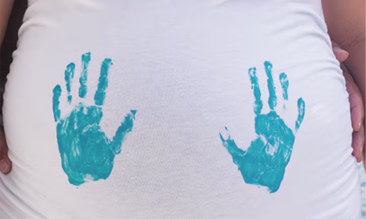 Little pink or blue handprints gender reveal