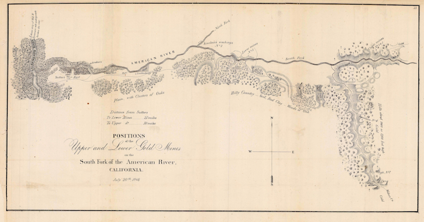 1848 Sacramento Gold Fields Map