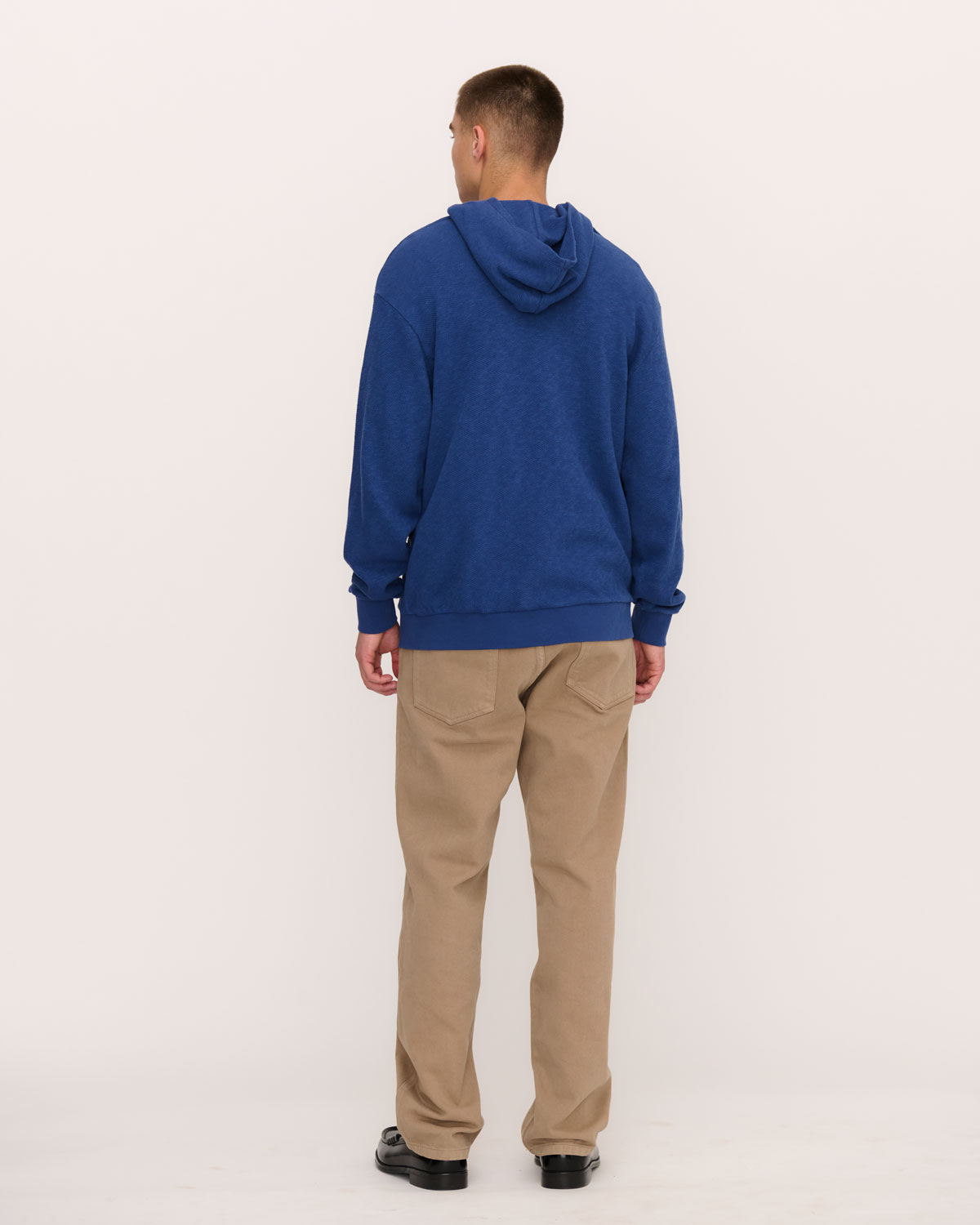 Waffle Zip Hooded Sweatshirt - Blue