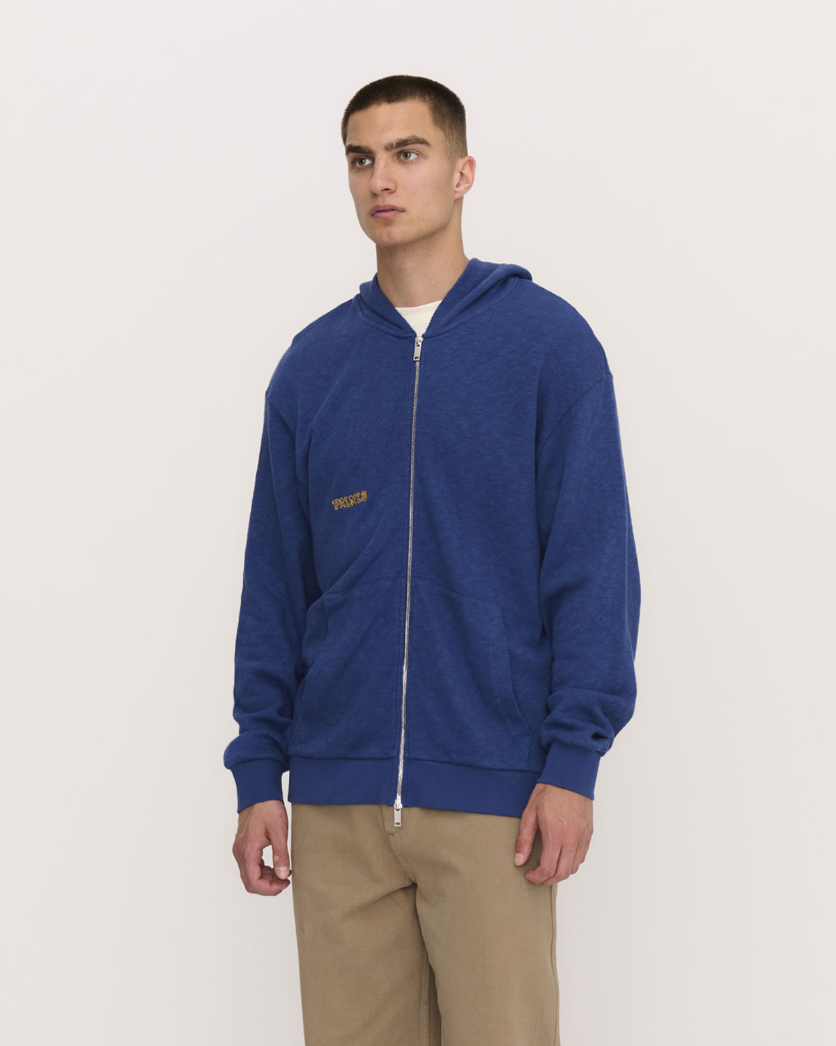 Waffle Zip Hooded Sweatshirt - Blue