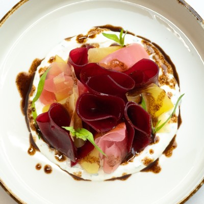 DeZaan Rollup Image Of Beetroot Salad With Rose Blush Vinaigrette