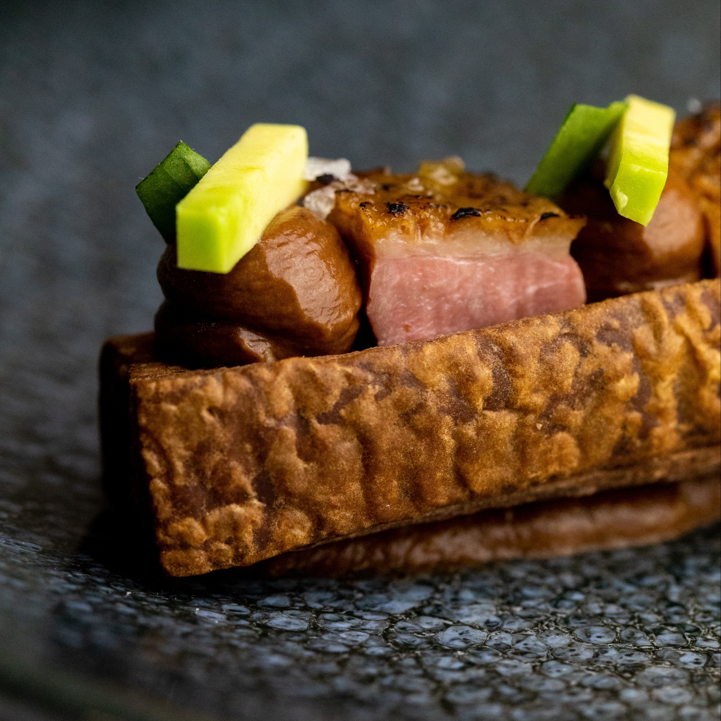 DeZaan Rollup Image Of Rose Blush Crispy Duck Taco